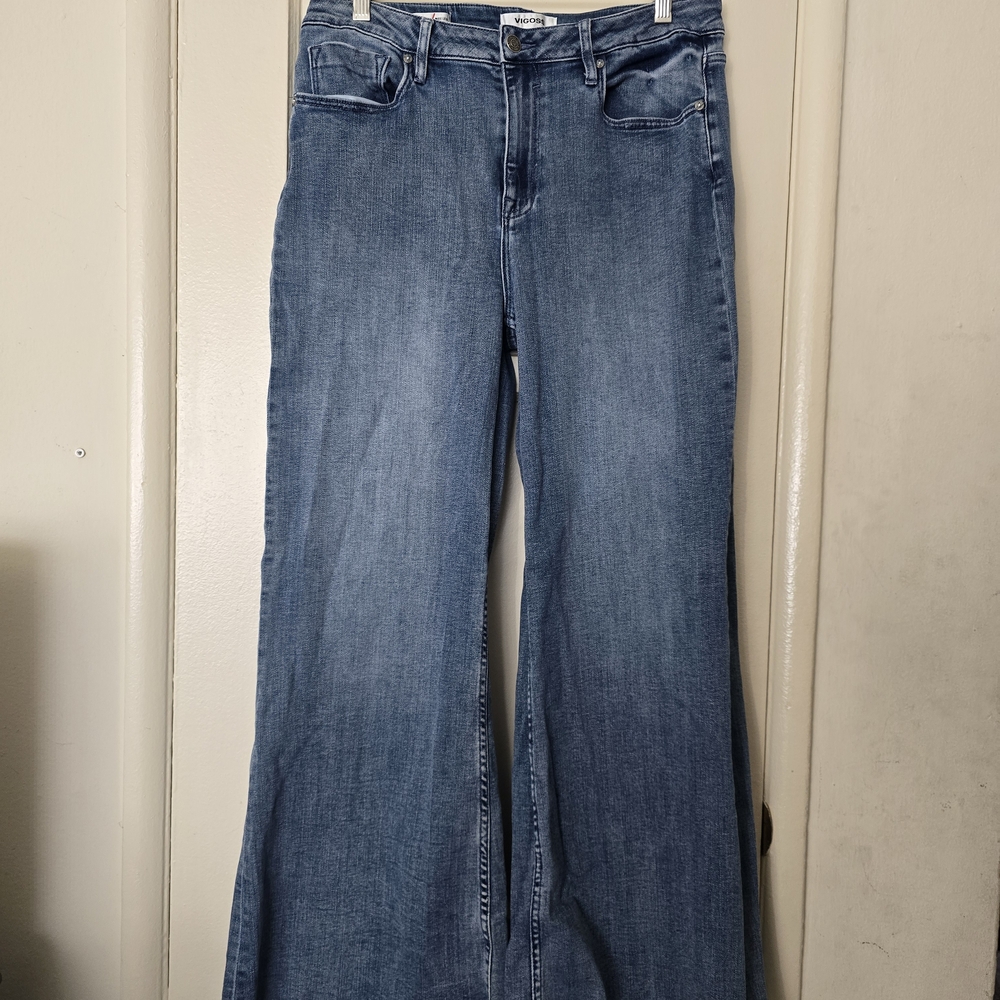 Vigoss Women's Flare Wide Leg Blue Jeans